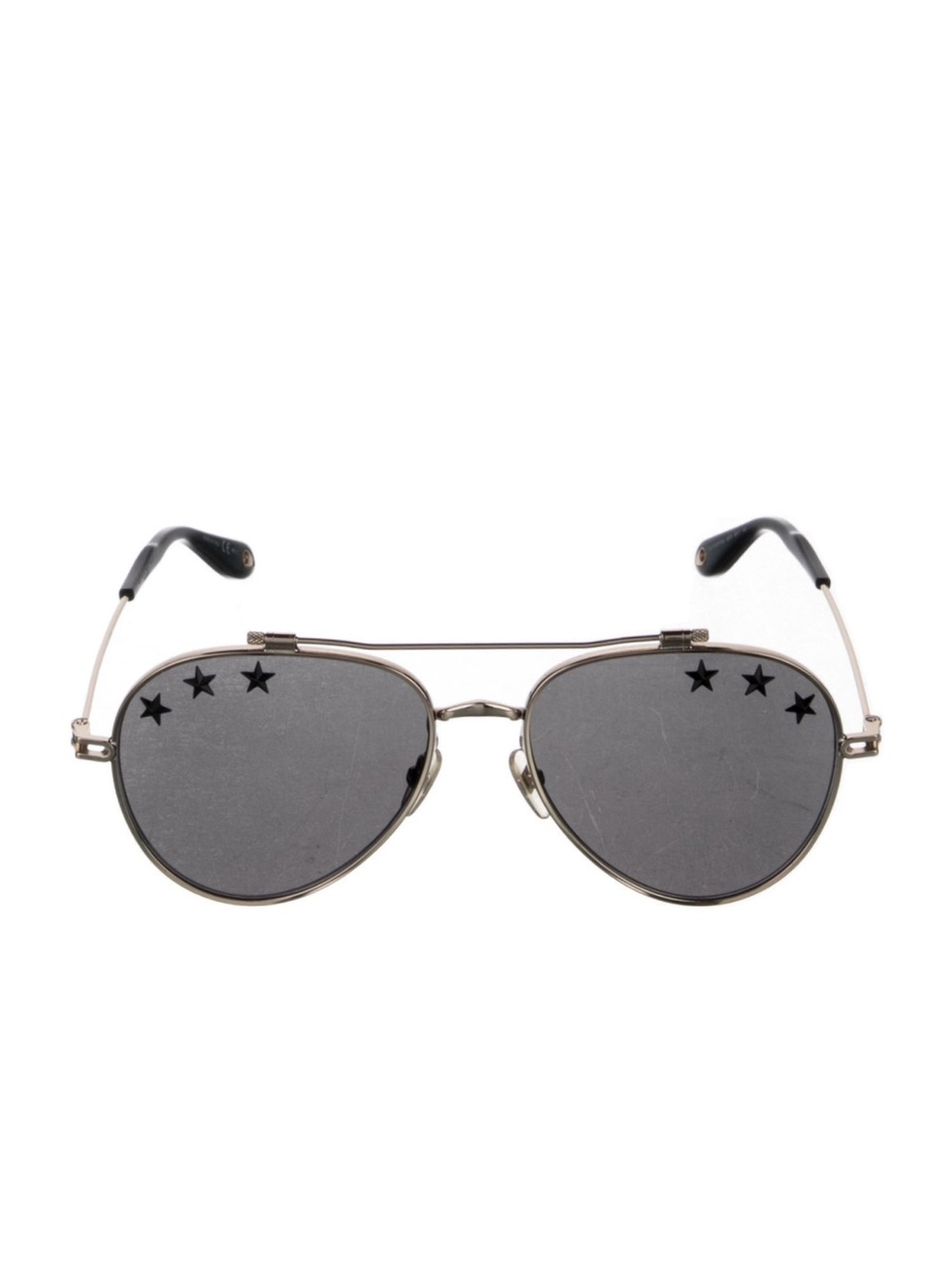 Givenchy Women's Silver Aviator Sunglasses with Black Star Accents